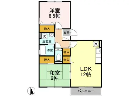 グランドキャッスルGOMI B棟(2LDK/2階)の間取り写真