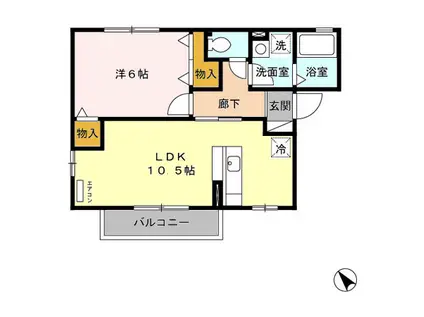 クレール西原(1LDK/2階)の間取り写真
