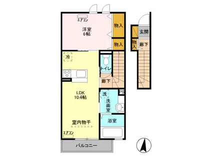 フォーリーフ(1LDK/2階)の間取り写真