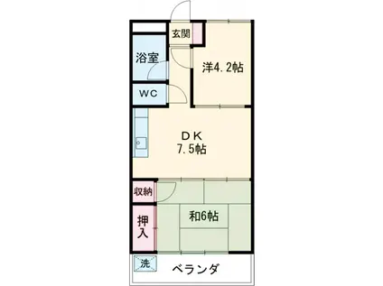 マロンクレール(2DK/4階)の間取り写真