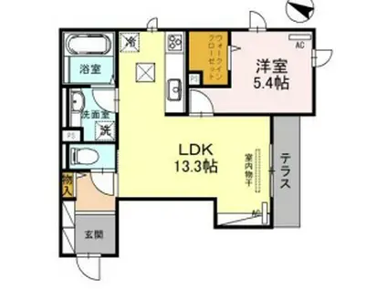 アルデバラン新高(1LDK/1階)の間取り写真