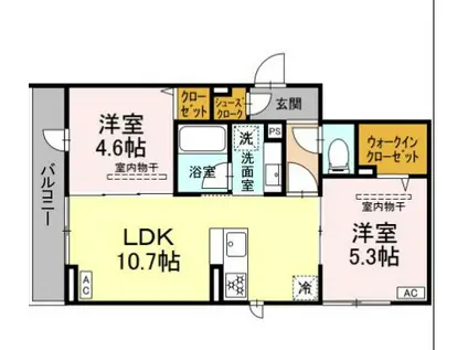 イヴレーア橋本(2LDK/2階)の間取り写真
