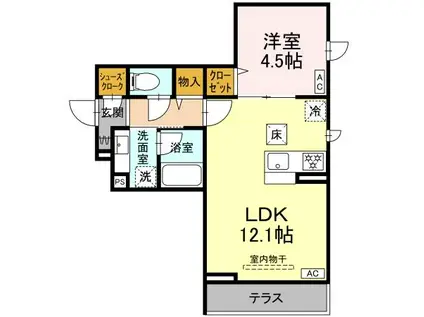 イヴレーア橋本(1LDK/2階)の間取り写真