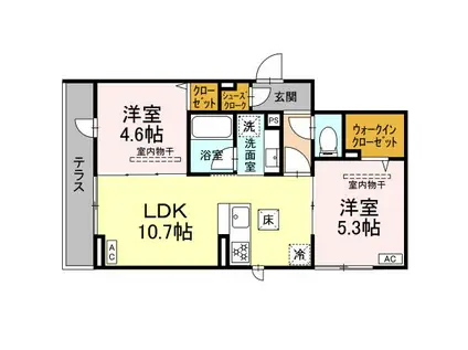 イヴレーア橋本(2LDK/2階)の間取り写真