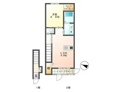 ベルグラースⅡ(1LDK/1階)の間取り写真