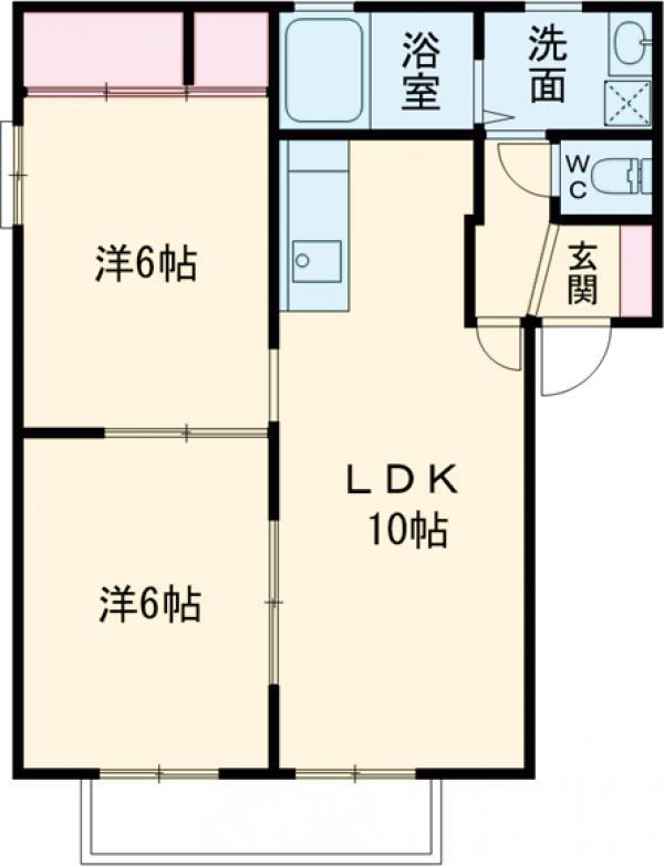グランドール連取 E(2LDK/2階)の間取り写真
