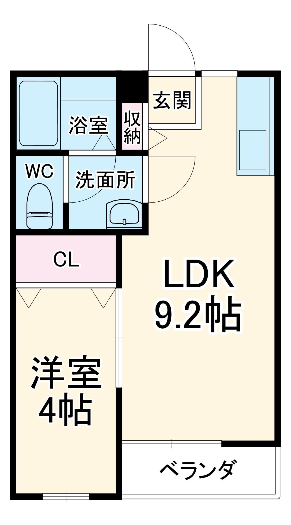 ラカーサ 秋山(1LDK/2階)の間取り写真