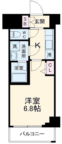 リライア吉野町Ⅱ(1K/4階)の間取り写真