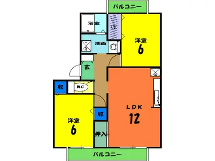 レストハイツ旭(2LDK/2階)の間取り写真