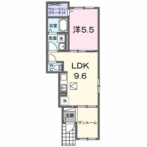 ラ・エスペランサ(1LDK/1階)の間取り写真