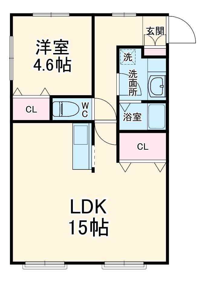 エクシブⅢ(1LDK/1階)の間取り写真