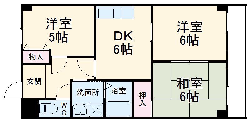 ウエストヒルズ忠岡(3DK/1階)の間取り写真