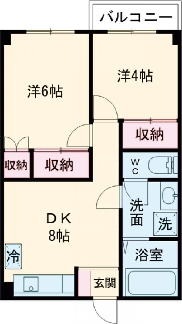 高尾ビル(2DK/2階)の間取り写真