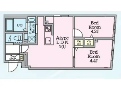 エルファーロ神楽坂Ⅲ(2LDK/1階)の間取り写真