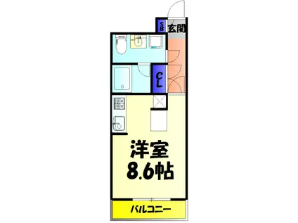 ダイワティアラ津田沼Ⅵ(ワンルーム/2階)の間取り写真