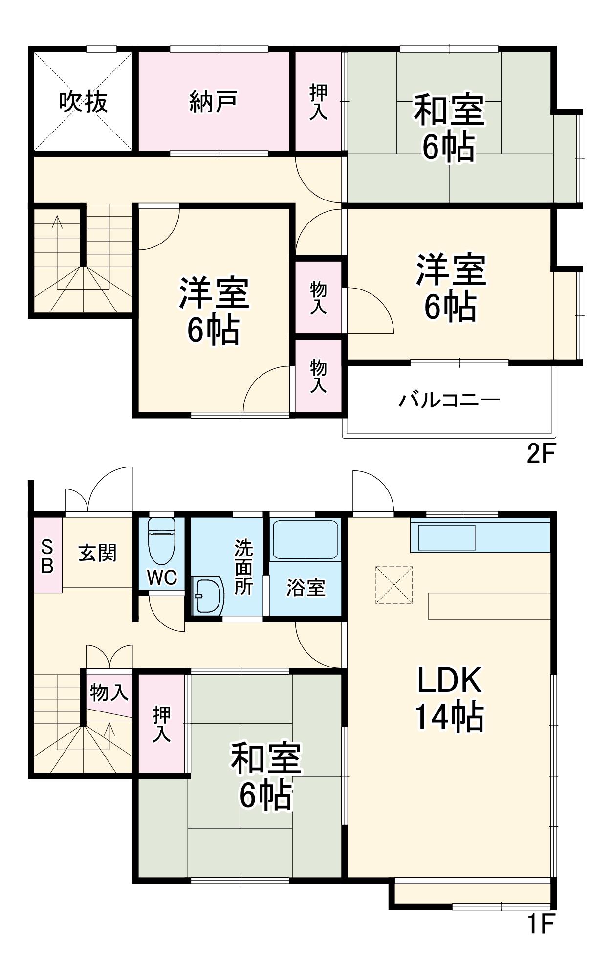 東海道本線 御厨駅(静岡) 徒歩58分 2階建 築41年(4SLDK)の間取り写真