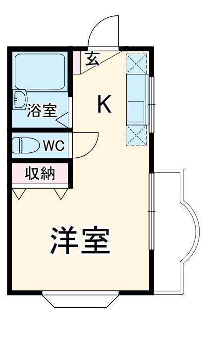 ルネッサ北里(ワンルーム/2階)の間取り写真