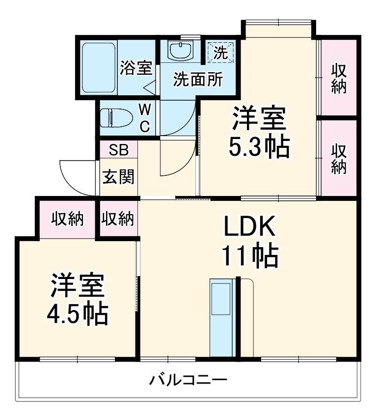 ドリーム佐倉Ⅰ(2LDK/1階)の間取り写真