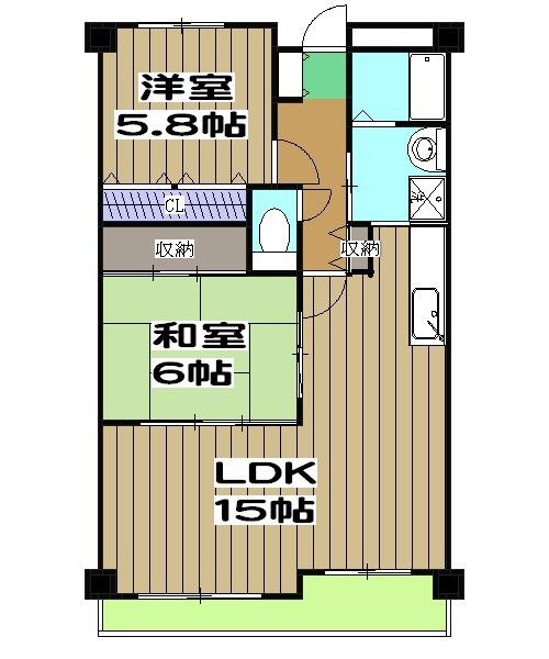 エスペランサー弥生(2LDK/6階)の間取り写真