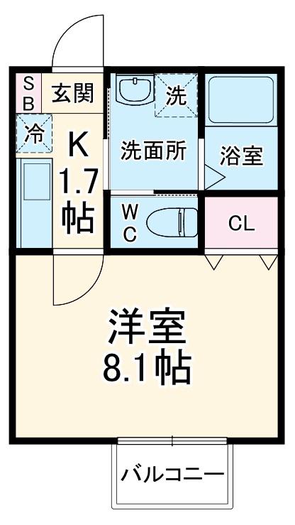 キャメル松戸5A(1K/2階)の間取り写真