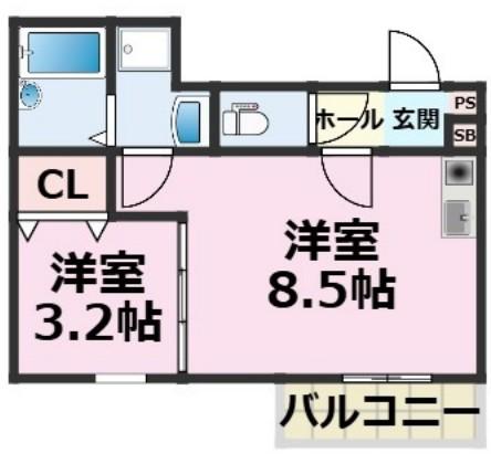 LIGARE(1LDK/2階)の間取り写真