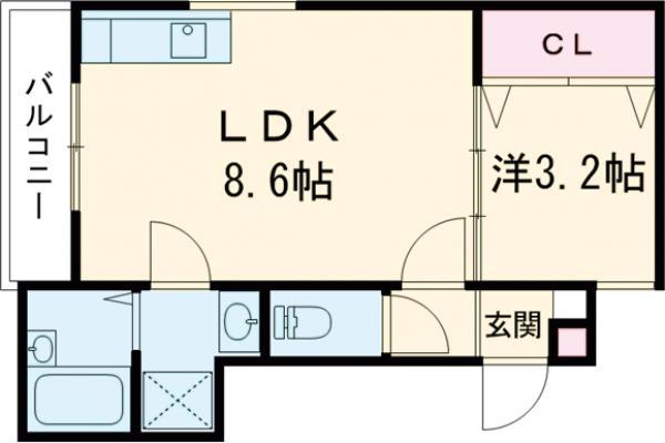 LIGARE(1LDK/3階)の間取り写真