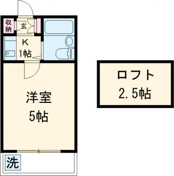 ホワイトハウス尾山台(1K/2階)の間取り写真