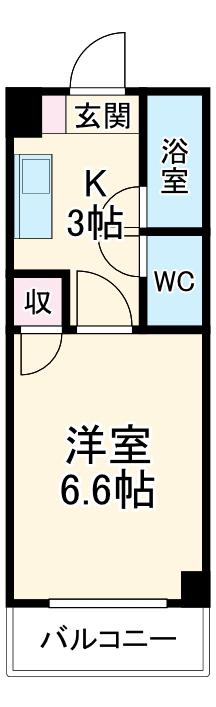PURE WING白鳥(1K/3階)の間取り写真