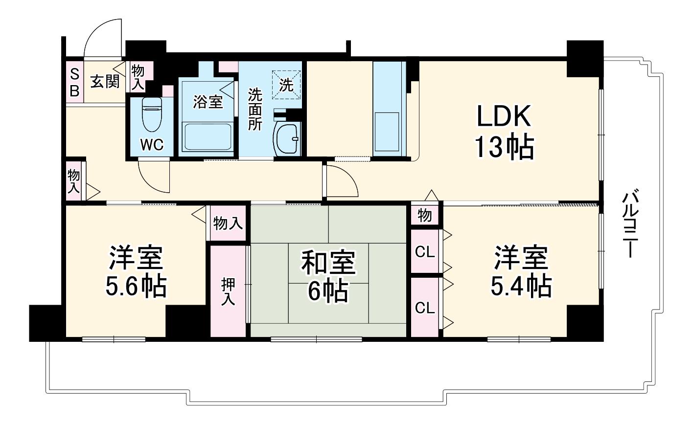 オーバーヒルズ壱番館(3LDK/5階)の間取り写真