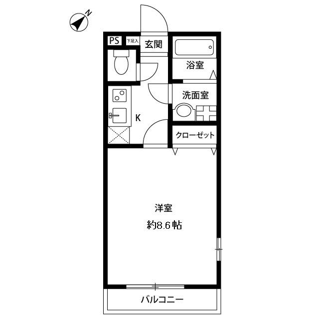 アムールTODORI(1K/1階)の間取り写真