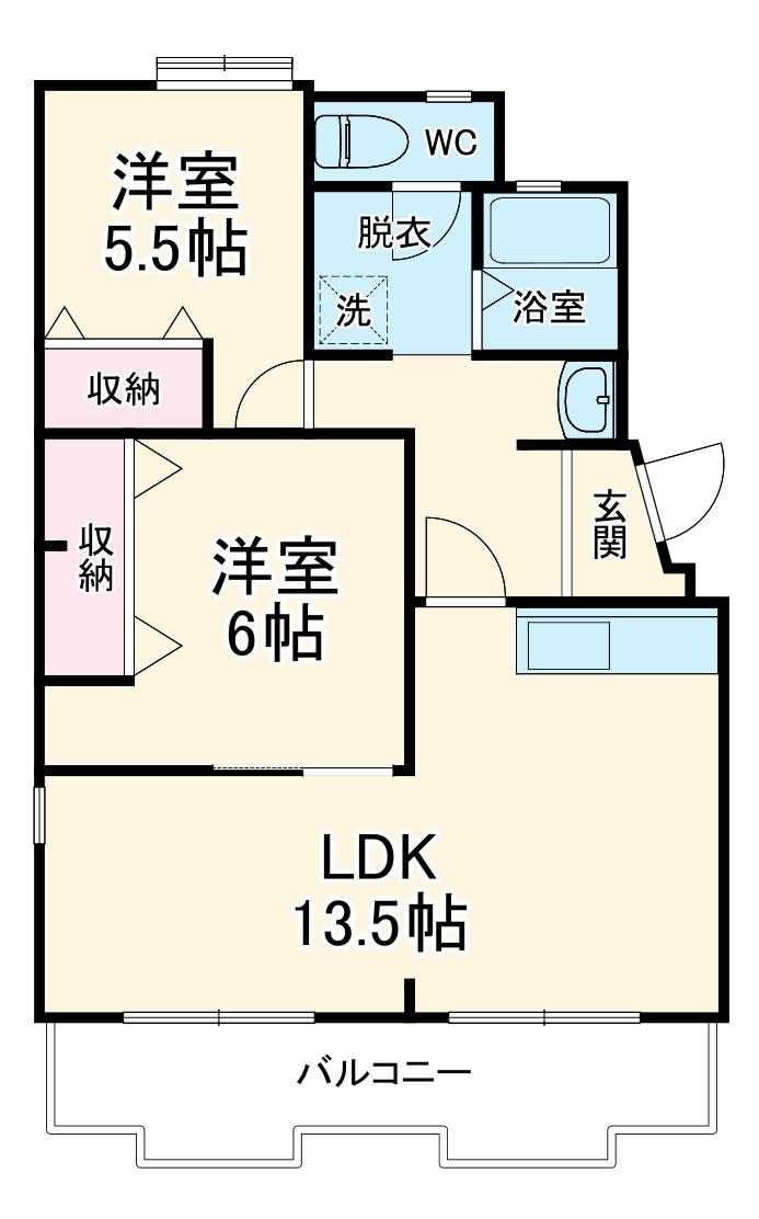 コンフォール高林(2LDK/2階)の間取り写真