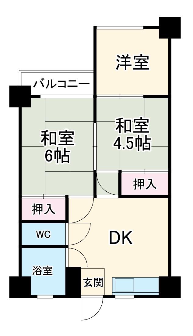 宝第一スカイハイツ(3DK/2階)の間取り写真