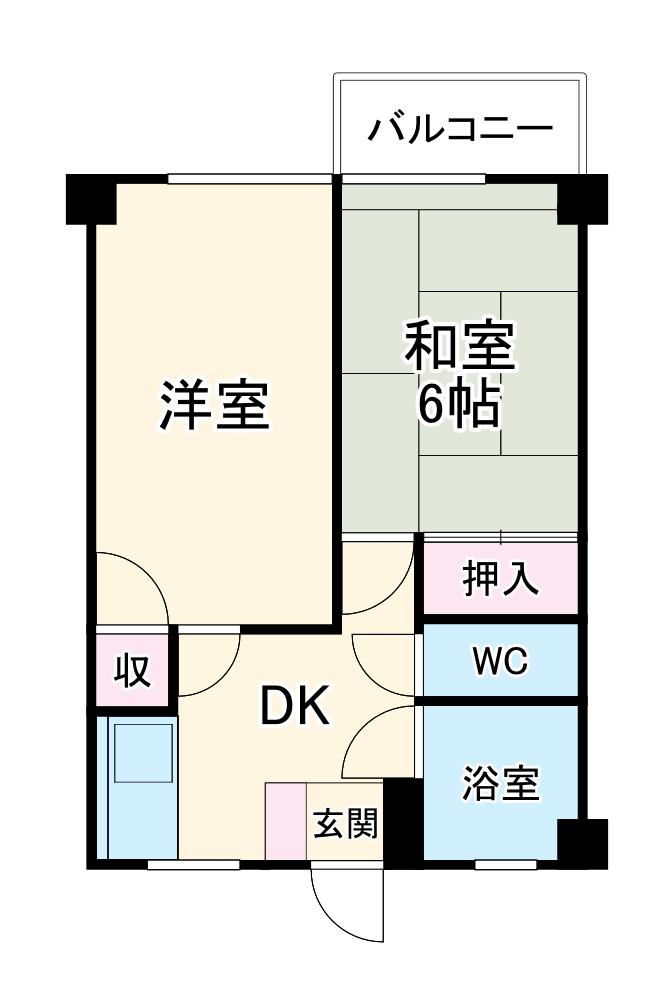 宝第一スカイハイツ(2DK/4階)の間取り写真