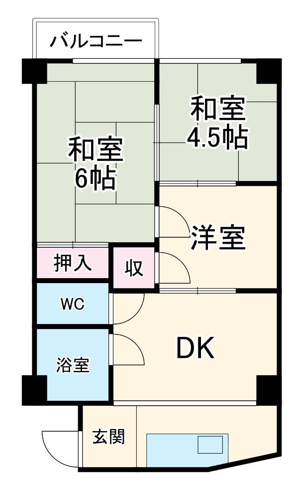 宝第一スカイハイツ(2DK/4階)の間取り写真