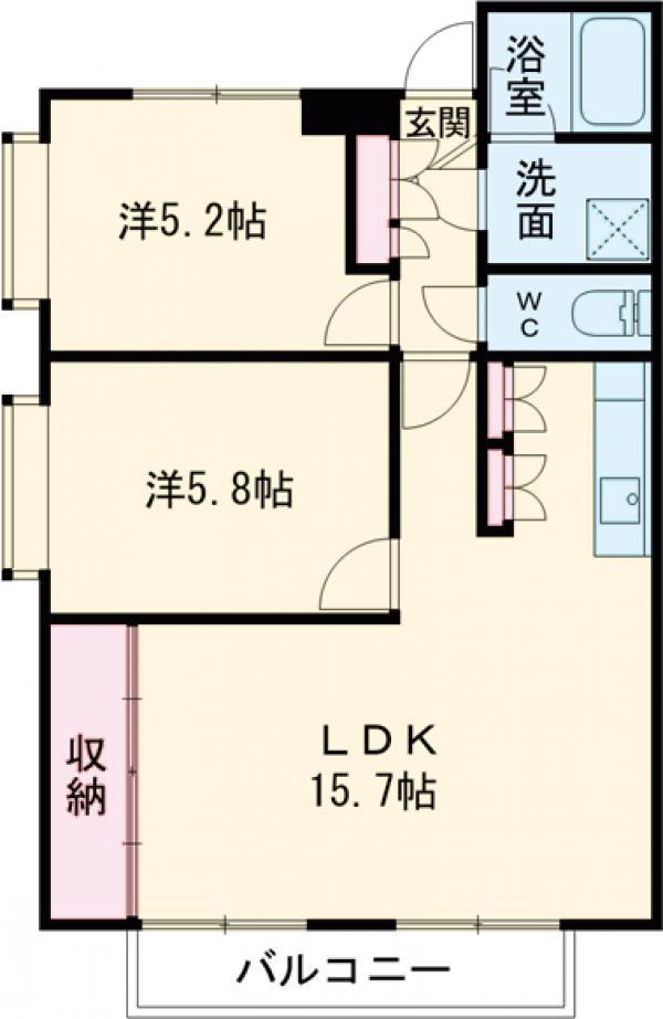 サンハイツⅠ(2LDK/1階)の間取り写真