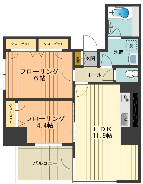 シャーメゾンステージ日野(2LDK/3階)の間取り写真