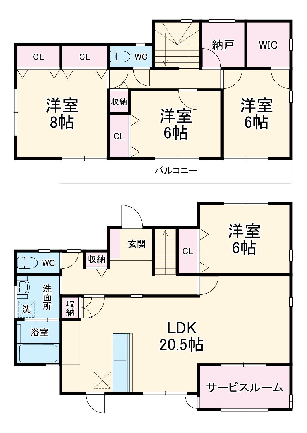 名鉄小牧線 小牧原駅 徒歩8分 2階建 築14年(4LDK)の間取り写真
