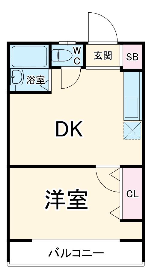 根岸コーポ(1DK/2階)の間取り写真