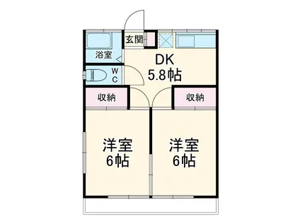 メゾン森辰アパート(2DK/2階)の間取り写真