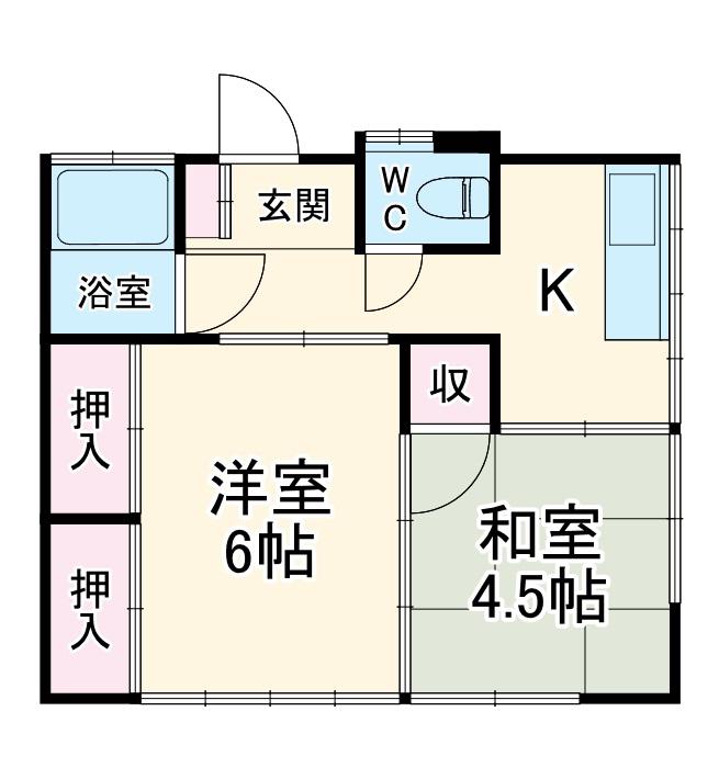 梅寿荘A棟(2K/2階)の間取り写真