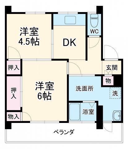 ヴィラナリー折戸B(2DK/2階)の間取り写真