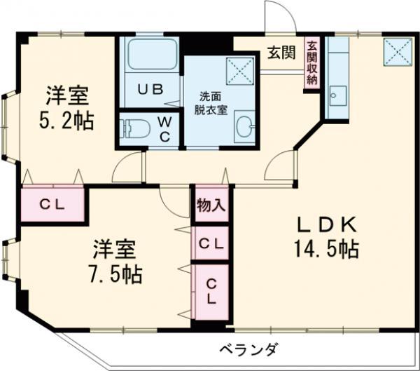 第一田中ビル(2LDK/3階)の間取り写真