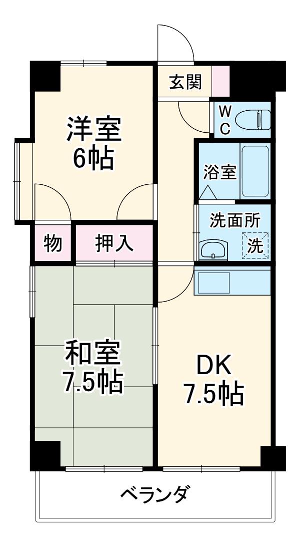 サニーコート平和(2LDK/4階)の間取り写真