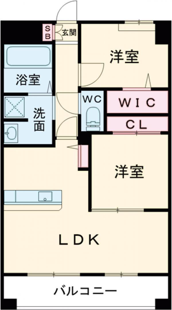 LIBTH博多駅南Ⅶ(2LDK/11階)の間取り写真