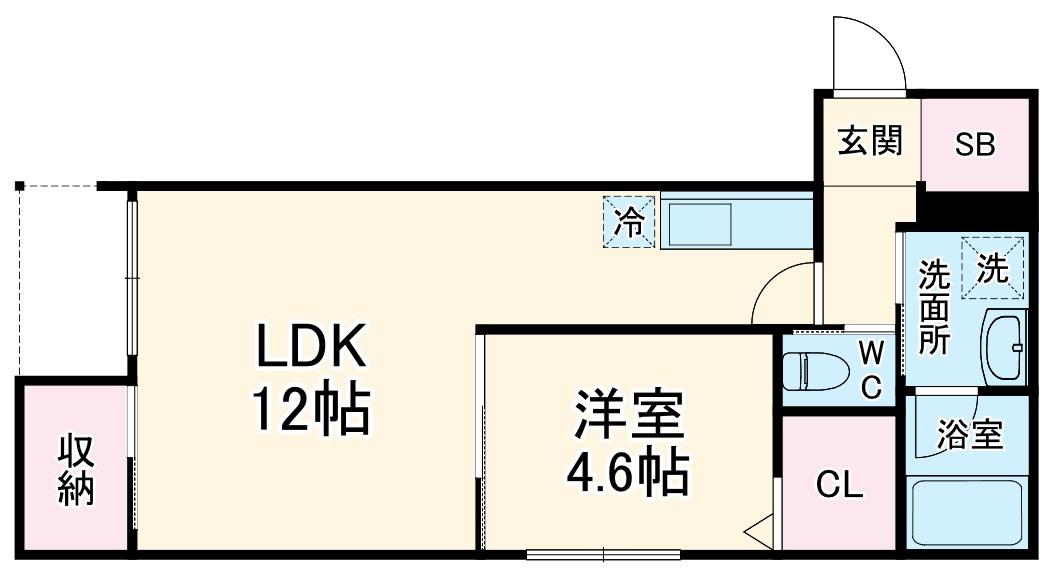 CHATON美穂ケ丘(1LDK/1階)の間取り写真