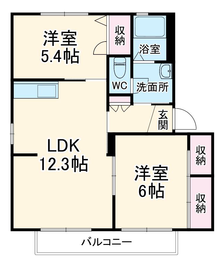サニーテラス・ミヤⅡ(2LDK/2階)の間取り写真