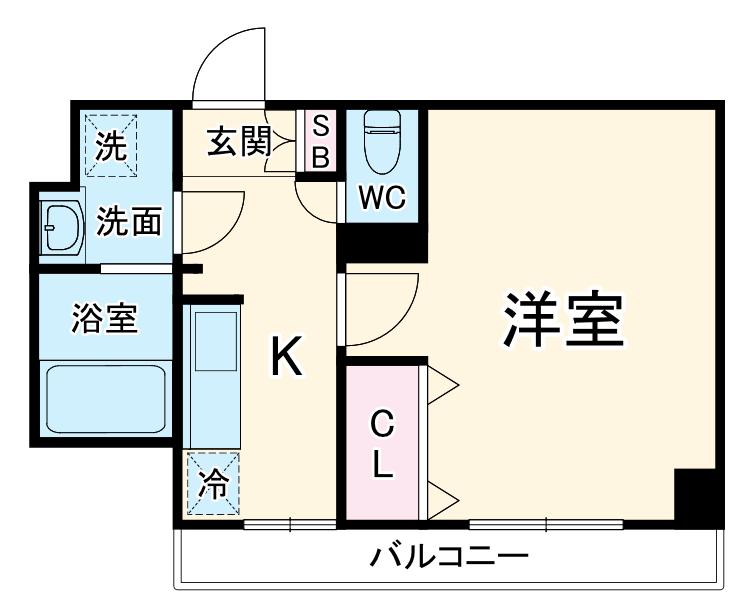 アーバンフラッツ千葉中央(1K/13階)の間取り写真