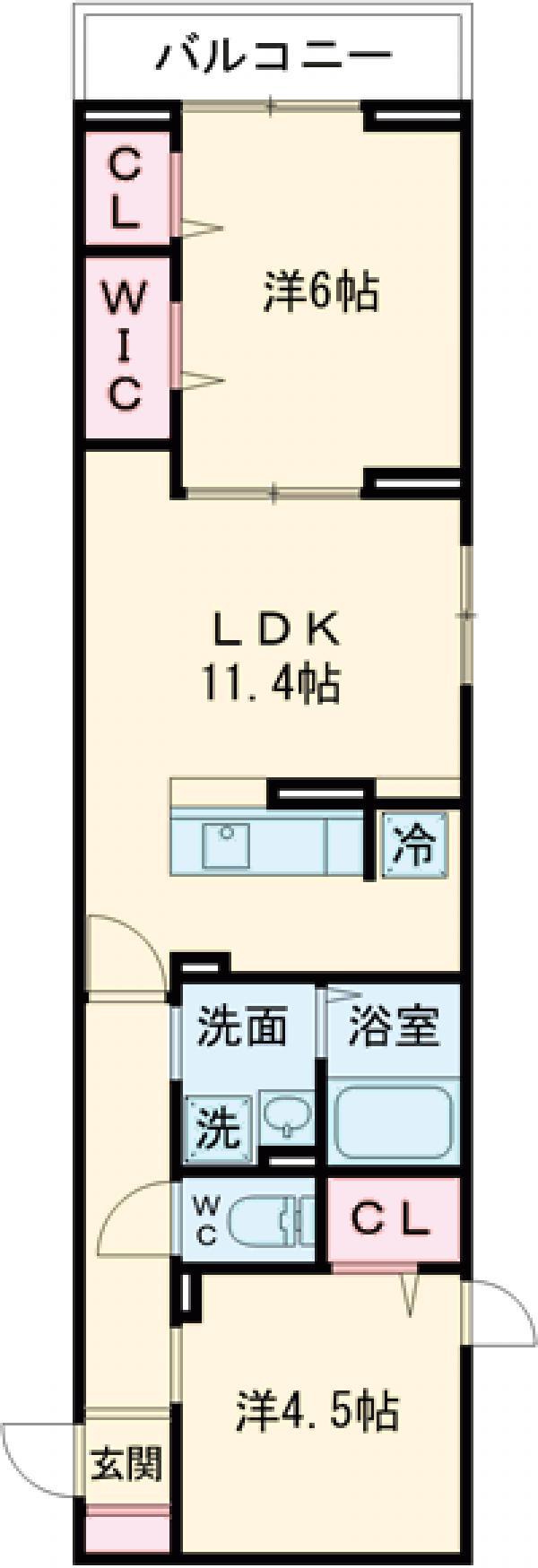 セレスティア大谷田Ⅴ(2LDK/2階)の間取り写真