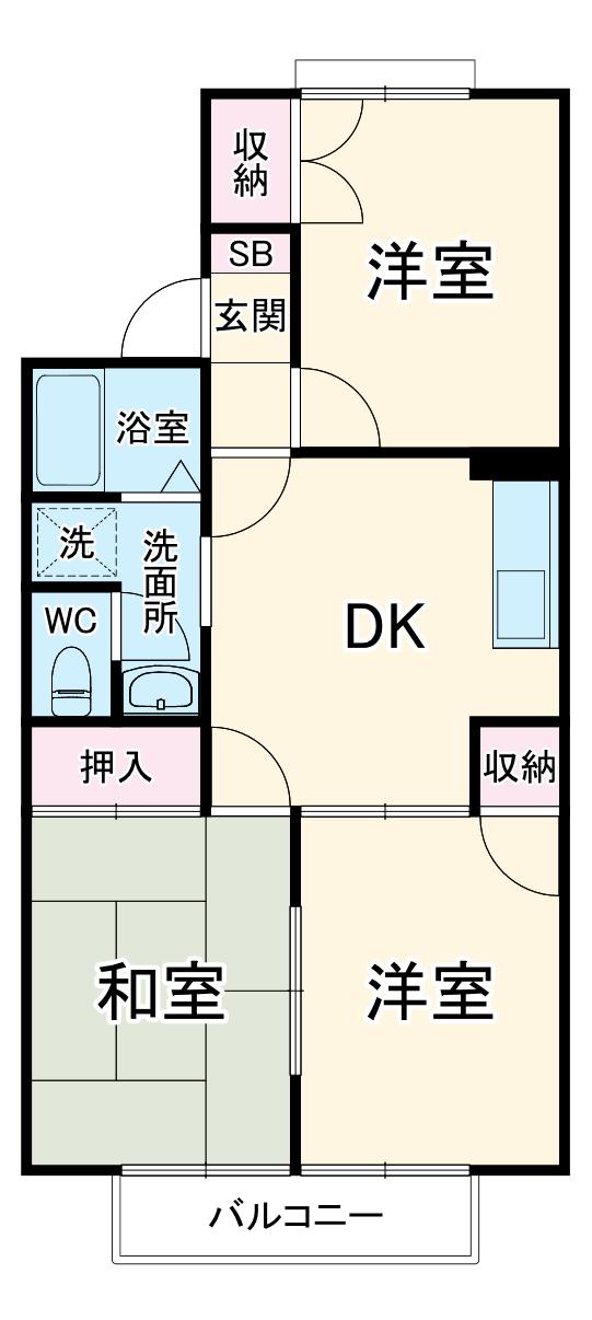 メゾンエルベットA(3DK/2階)の間取り写真