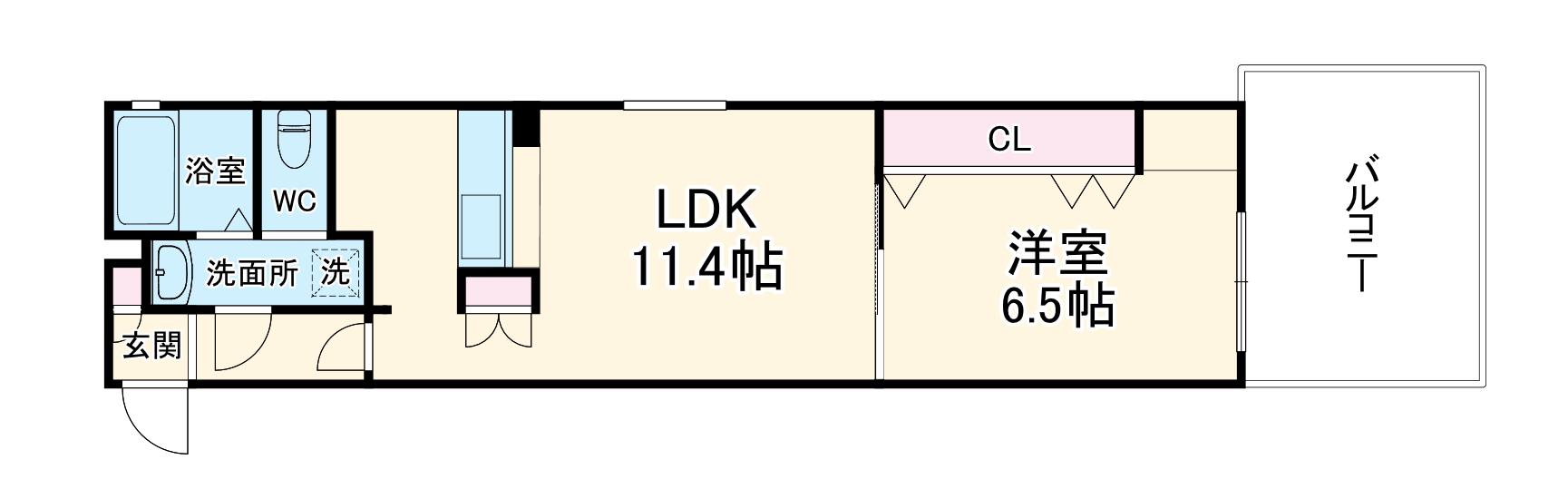 スミレスタ烏丸五条(1LDK/1階)の間取り写真